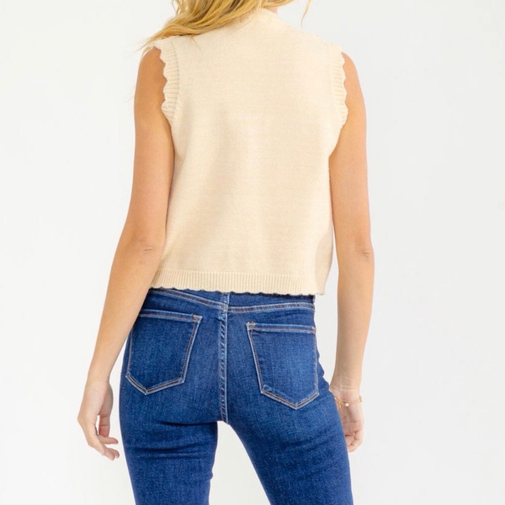 CLOUD TEN embroidered front tie cream top S M L - Picture 3 of 4